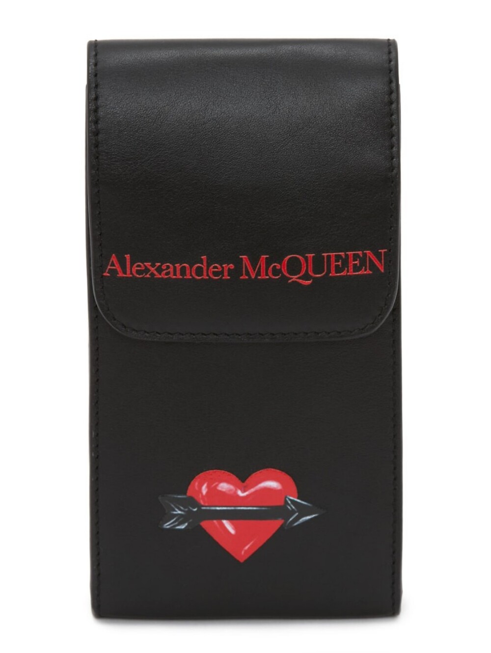 Alexander McQUEEN Valentines Capsule Collection Black Leather Heart Phone Pouch